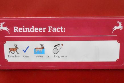 Widgits on a sign sharing reindeer facts