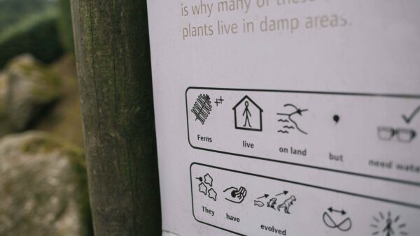 A sign with widgit symbols on